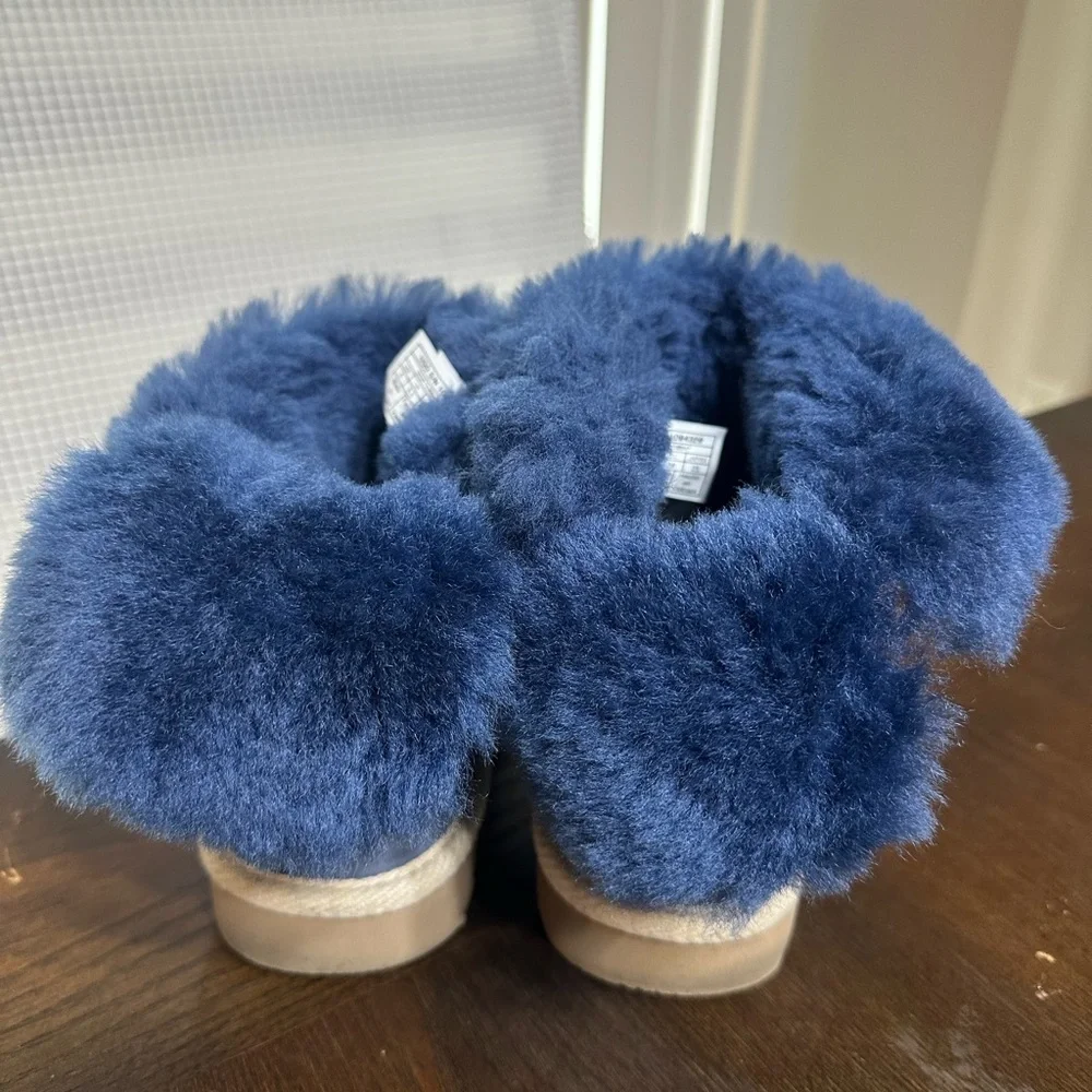 UGG Navy Suede Shearling Boots